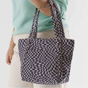 BAGGU Mini Cloud Bag Indigo Trippy Checkered NWOT